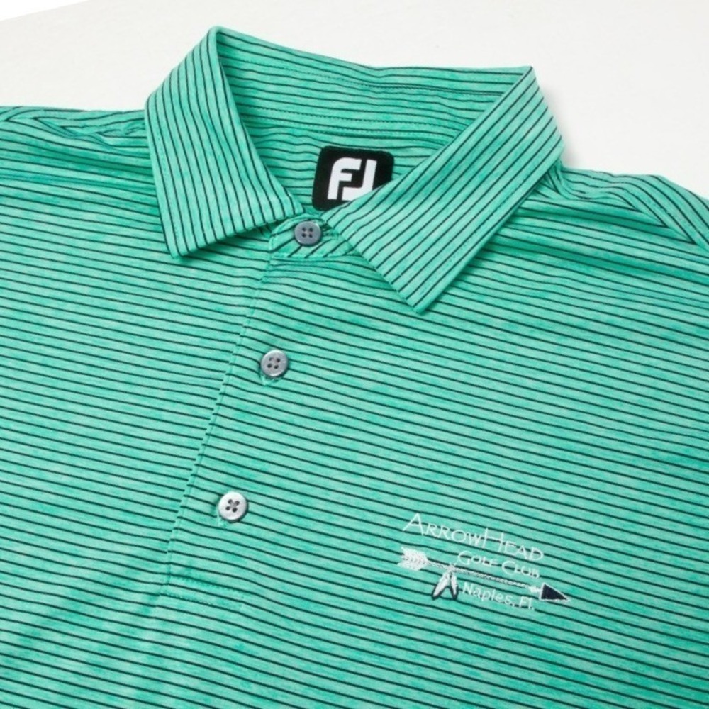 FootJoy Golf Polo Mens XL Green Stripe Arrowhead Golf Club Naples FL Performance